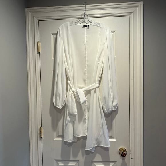ASOS Lightweight balloon long sleeve Belted Robe Sheer Curve Made in India sz 16 - Picture 4 of 12